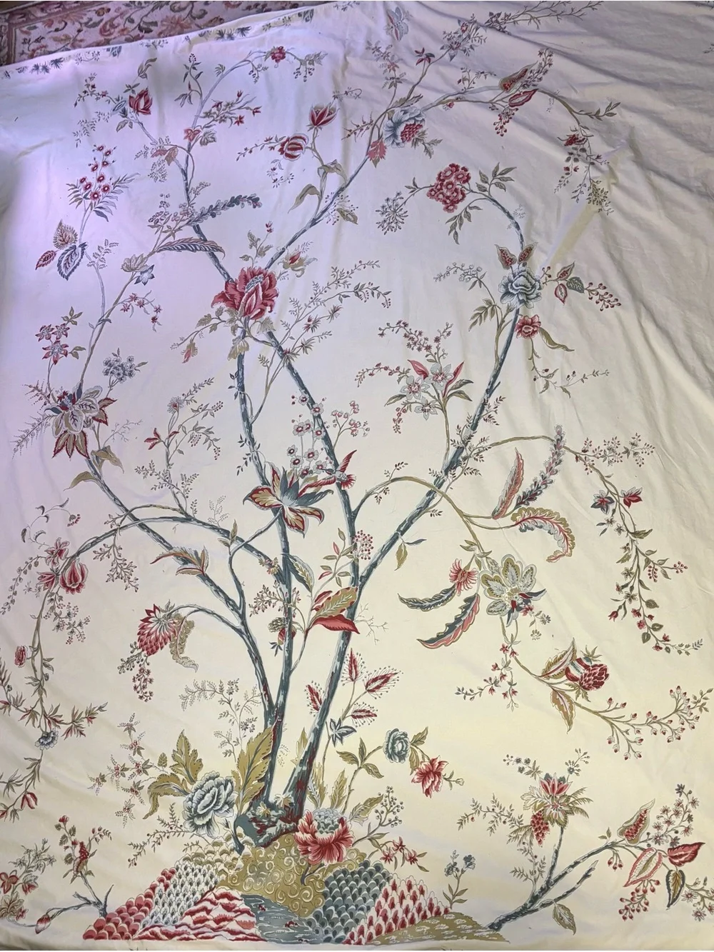 Pottery Barn King Duvet Cover 100% Cotton Italy Tree of Life Floral Bird Rare